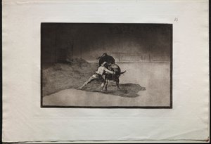 Boğa Güreşi: Ünlü Martincho, Boğa Oynayan Banderillaları Vücudunun Hareketiyle Yerleştiriyor by Francisco de Goya