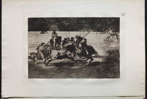 Boğa Güreşi: Güçlü Rendon, Geçitten Öldüğü Pique ile Bir Boğayı Bıçaklıyor..., 1876. by Francisco de Goya