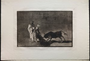 Boğa Güreşi: Moors Ringde Farklı Bir Oyun Oynar, Burnous ile Boğayı Çağırır, 1876. by Francisco de Goya