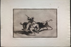 Boğa Güreşi: Ruhlu Moor Gazul, Kurallara Göre İlk Savaşan Kişidir, 1876. by Francisco de Goya