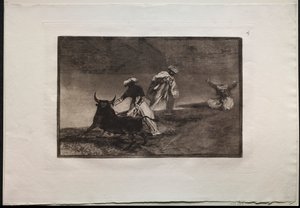 Boğa Güreşi: Bir Muhafazada Pelerinle Başka Bir Oyun Oynarlar by Francisco de Goya
