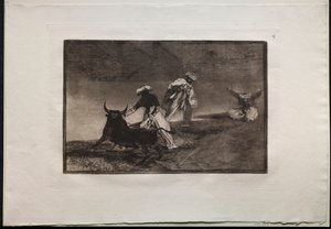 Boğa Güreşleri: Bir Muhafazada Pelerinle Başka Bir Oyun Oynarlar, 1876. by Francisco de Goya