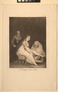 Caprichos: Onun için dua ediyor. by Francisco de Goya