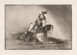 Charles V. Valladolid meydanında bir boğayı mızraklarken by Francisco de Goya