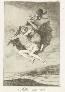 işte gidiyorlar Allá vá eso (nesnedeki başlık) Los Caprichos (dizi adı) by Francisco de Goya