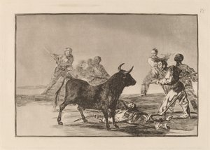 Mızraklı, Oraklı, Banderillalı ve Diğer Silahlı Boğa Rabble Hamstring by Francisco de Goya
