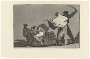 O asker! Que Guerrero! (Quel gerilla) (nesne üzerindeki başlık) Disperate Conocido (Tanıdık Delilik) Los Disparates (Çılgınlıklar) (dizi adı) Los Proverbios (Atasözleri) (dizi başlığı) by Francisco de Goya