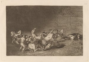 İki Takım Pikador Tek Bir Boğa Tarafından Birbiri ardına Fırlatıldı by Francisco de Goya