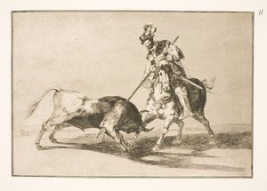 El Cid Campeador bir boğa daha tükürdü by Francisco de Goya