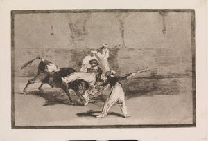 Arenada boğa tarafından yakalanan bir karınca by Francisco de Goya