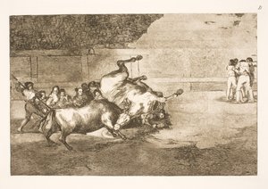 At bir boğa tarafından yere atıldı by Francisco de Goya