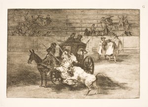 İki eşeğin çektiği at arabasından kavga by Francisco de Goya