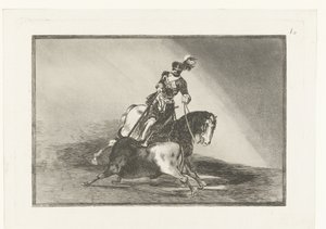İmparator Charles V bir boğayla dövüşüyor Carlos V. lanceando un toro en la plaza de Valladolid Boğa Güreşi (dizi başlığı) La Tauromaquia (dizi adı) by Francisco de Goya