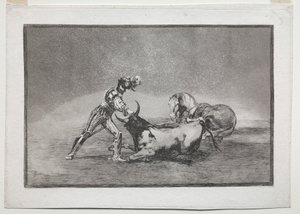 La Tauramaquia: Bir İspanyol Şövalyesi Atını Kaybettikten Sonra Boğayı Öldürdü by Francisco de Goya