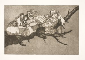 Saçma bir budalalık (Dallar arasında dolaşmak / Şapkasının arkasından konuşmak) by Francisco de Goya