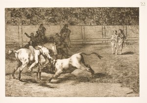 Hintli olarak da adlandırılan Maria Ceballas, boğayı atından öldürür by Francisco de Goya