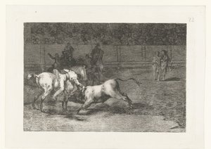 Mariano Ceballos daha önce El Indio takma adıyla Madriano Ceballos boğayı atından öldürdü Boğa Güreşi (dizi başlığı) Stierenvechten (dizi adı) by Francisco de Goya