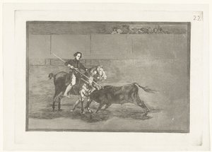 Zaragosa arenasında Pajuelera Zaragoza La Tauromaquia'daki ünlü Pajuelera'nın erkekçe değeri (dizi başlığı) Stierenvechten (dizi başlığı) by Francisco de Goya