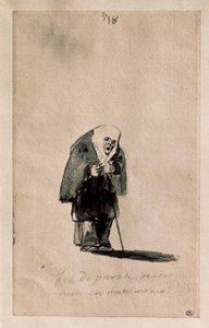 Que disparate, pensar aun en matrimonio (Hâlâ evliliği düşünmek ne saçmalık), c. 1819-23 (Fırça, Hint mürekkebi, siyah taşla ön çizim, beyaz serilmiş kağıt üzerine) by Francisco de Goya