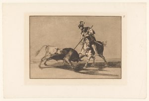 Rodrigo Diaz de Vivar verwondt een stier El Cid Campeador başka bir boğayı mızraklıyor Stierengevechten (dizi adı) La Taureamachie (dizi adı) Boğa Güreşi (dizi başlığı) by Francisco de Goya