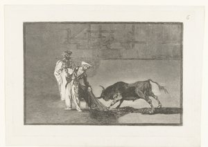 kumda Stierenvechten Moors, bornozlarıyla meydanda başka bir capeo yapıyor Stierenvechten (dizi adı) Boğa Güreşi (dizi başlığı) by Francisco de Goya