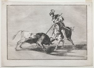 Cid Campeador Başka Bir Boğa Mızrak Atıyor, 1815-1816. by Francisco de Goya