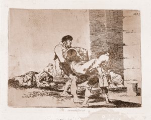 Savaşın Felaketleri : Mezarlıkta (Hazırlık çiziminden sonraki gravür by Francisco de Goya