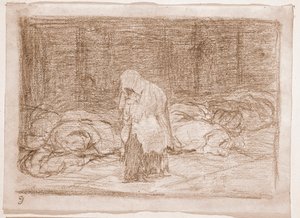Savaşın Felaketleri: Cenaze yatakları (hazırlık çizimi by Francisco de Goya