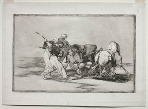 İspanya'ya Yerleşen Faslılar Kuran'ın Hurafelerinden Vazgeçip Bu Av Sanatını Benimsediler ve Açıkta Boğa Mızrakladılar by Francisco de Goya