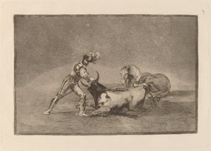 İspanyol Şövalyesi Atını Kaybettikten Sonra Boğayı Öldürdü by Francisco de Goya