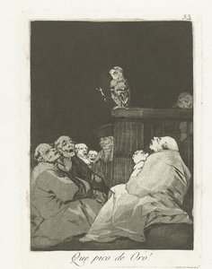 Ne altın bir gaga! Kusura bakma! (nesne üzerindeki başlık) Los Caprichos (dizi başlığı) by Francisco de Goya