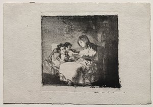 Kadın İki Çocuğa Okuma by Francisco de Goya