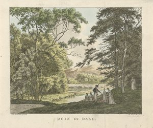 Duin en Daal kır malikanesinde yürüyüşçüler Dune ve Daal (nesne üzerindeki başlık) by Franciscus Andreas Milatz