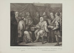 Casimir I Restoratör, imparator Henry III ile buluşuyor, Smuglewicz, Franciszek (1745-1807). Litografi, 18. Yüzyıl Sonu.. Özel Koleksiyon