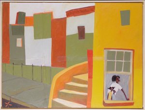 Brownstone Blues, 2000 (tuval üzerine karışık teknik) by Francks Deceus