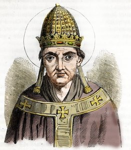 Papa I. Sylvestre'nin Portresi (Silvestre veya Sylvester veya Silvestro) (314-335) - Franco Mistrali'nin “Misteri del Vaticano” adlı eserinden çizim by Franco Mistrali