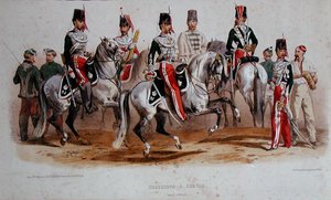 İkinci İmparatorluk zamanında Fransız Süvarileri (renkli taş) by Francois Hippolyte (after) Lalaisse