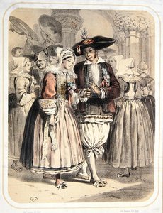 Saille Bölgesinden Gelin ve Damat, Fransa, 1850 dolayları (renkli taş)