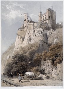 Chateau Rheinstein. “” Anıtsal ve pitoresk Ren Nehri”nde. Fourmais ve Stroobant tarafından yapılan litografiler