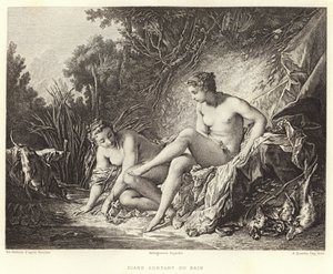 Diane Banyodan Ayrılırken (gravür) by Francois (after) Boucher