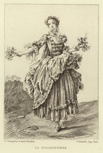 La Bouquetiere (gravür) by Francois (after) Boucher