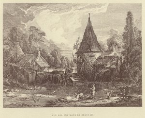 Beauvais çevresinin görünümü (gravür) by Francois (after) Boucher