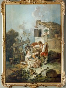 Bir kıza üzüm sunan bir adam by François Boucher