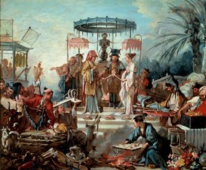 Çin imparatorunun sarayında Çin düğün sahnesi düğünü. Francois Boucher (1703-1770) 1740 Besancon, Musee des Beaux Arts tarafından tablo by François Boucher