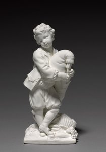 Vincennes Fabrikası tarafından üretilen, Pierre Blondeau tarafından modellenen Bagpiper figürü, 1748-1752 by François Boucher