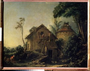 ""Le moulin a vent"" (yel değirmeni) Francois Boucher (1703-1770) tarafından yapılan boyama 1752 Moskova Puşkin Müzesi by François Boucher