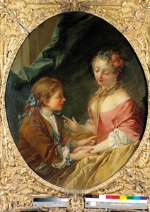 Üç şeyden birini yapar mısın? Gallant sahnesi. Francois Boucher (1703-1770) tarafından yapılan tablo. 1734 Özel koleksiyon by François Boucher