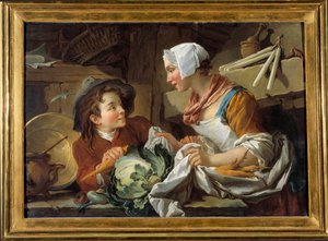 Aşçı ve genç bir adam Resim Francois Boucher (1703-1770) 1735. Musee de Sainte Adresi by François Boucher