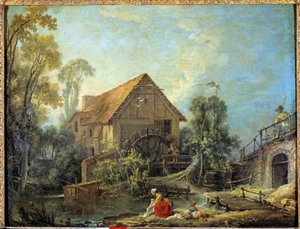 Değirmen Bir kadın, bir su değirmeninin yanındaki derede çamaşır yıkıyor. Francois Boucher (1703-1770) 1751 Güneş