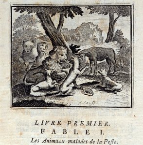 Vebadan hasta olan hayvanlar. Jean de La Fontaine